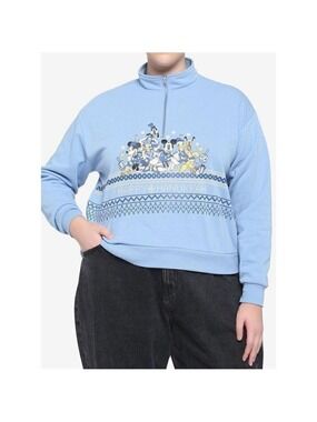 Disney Holiday Hanukkah Half-Zip Girls Crop Pullover Plus Size 2